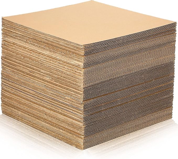 100 Pcs Corrugated Cardboard Sheets Set Corrugated Packaging Pads Paper Flat Cardboard Filler Inserts Sheet Pads Rectangle for Delivering Packing Separators Art Crafts Supplies (Brown, 12 x 12 Inch)
