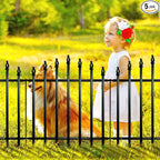 Metal Garden Fence 26" H x 24" W (5 Panels, 10 Ft Total) Rustproof Animal Barrier No Dig Decorative Fencing for Dogs,Pet, Yard,& Patio, Easy Installation