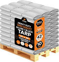Heavy Duty Poly Tarp 25' x 40' - Bulk Full Pallet (42 Pack) Thick Waterproof, UV Blocking Protective Cover - Reversible Silver & Black - 10 Mil Thick Polyethylene - by Xpose Safety