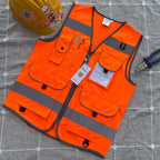 TCCFCCT Reflective Safety Vest 9 Pockets High Visibility Vest for Men Women, Hi Vis Reflective Work Vest for Safety, Meets ANSI/ISEA Standards, (Orange, XX-Large)