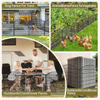 10 Panels No Dig Garden Fence with Gate, 42in x 24.2ft Decorative Dog Fence Outdoor for Yard, Tall Animal Barrier Rustproof Metal Wire Garden Edging Border, Temporary Fencing for Outdoor, Patio