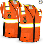 KwikSafety - Charlotte, NC - BIG KAHUNA Safety Vest [2 PACK] Class 2 ANSI OSHA Reflective Vest Durable High Visibility Vest Construction Safety Vest for Men Industrial Work Gear/Orange 3XL