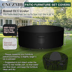 Heavy Duty Patio Furniture Covers Waterproof, 600D Round Outdoor Furniture Cover Waterproof for Sectional Sofa Couch, Outdoor Dining Table and Chair Set Covers 110"DIA x 28"H, Black
