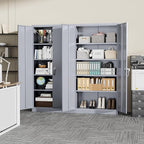 SUNCROWN 72" Metal Storage Cabinet - Heavy-Duty Metal Garage Cabinet with 4 Adjustable Shelves & 2 Doors for Tools, Office, Home, Workshop,Cement Grey