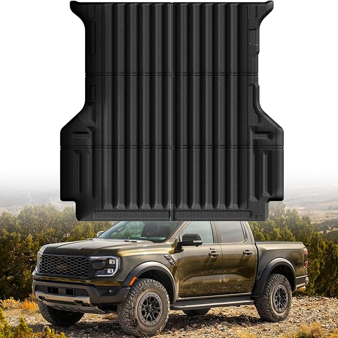 Truck Bed Mat Bed Liner Fit for Ford Ranger (5FT, 59.6" Bed) 2025 2024, Vehicle Truck Bed Liner Custom Fit All Weather Protection TPE Pickup Car Bed Mat