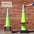 Traffic Cones - Safety Cones - 36" Green Cones with 2 Reflective Collars - Construction Cones - Road Cones - Parking Cones - Street Cone (16 pack)