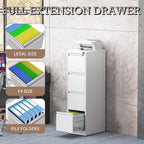 File Cabinet, 4 Drawer File Cabinet with Lock, Steel Vertical Filing Cabinets for Home Office, Heavy Duty File Storage Cabinet for Legal/Letter/A4 Documents, Easy to Assemble, White