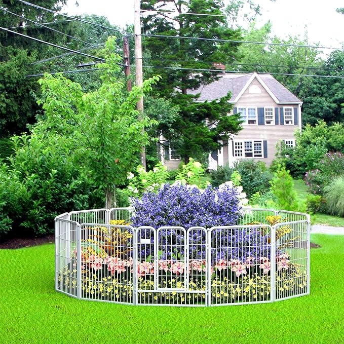 ZXMOTO Decorative Garden Fence 12 Pack 32in (H) x 28ft (L) with Lock,Metal Wire Fencing Border Animal Barrier,Flower Edging for Yard Landscape Patio Outdoor Decor