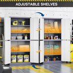 71' Metal Storage - Lockable File Cabinet with Doors & Shelves - Gray/White Steel for Garage, Home, Office