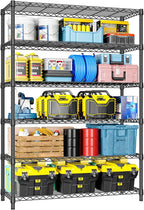 IZEUK 6-Tier Heavy Duty Metal Wire Shelving Unit, Adjustable Storage Rack Organizer for Garage, Kitchen, Office, Basement, Warehouse (Black, 17.7" D x 47.2" W x 82.7" H)