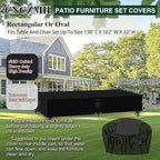 Heavy Duty Patio Furniture Covers Waterproof, 600D Outdoor Furniture Cover Waterproof for Sectional Sofa Couch, Outdoor Dining Table and Chair Set Covers 138''L x 102''W x 32''H, Black