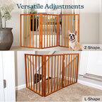 Pet Gate - 3-Panel Indoor Foldable Dog Fence for Stairs or Doorways - 54x24-Inch Retractable Wood Freestanding Dog Gates by PETMAKER (Mahogany)