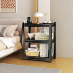 32'' Storage Shelves, 3Tier Garage Metal Shelving Unit, Adjustable, Double-Layer Column with Reinforced Ribs, Heavy-Duty, Capable of Bearing 1800 lbs, Suitable for Garage, Warehouse, Kitchen Storage