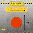Mighty Line 3/4" Solid Dot Shaped Floor Marking Tape for Safety, Caution, Warning, Heavy-Duty, Peel and Stick, Adhesive Circle Spots, Industrial Quality, Orange, Pack of 200