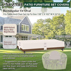 Heavy Duty Patio Furniture Covers Waterproof, 600D Outdoor Furniture Cover Waterproof for Sectional Sofa Couch, Outdoor Dining Table and Chair Set Covers 138''L x 102''W x 32''H, Beige Brown
