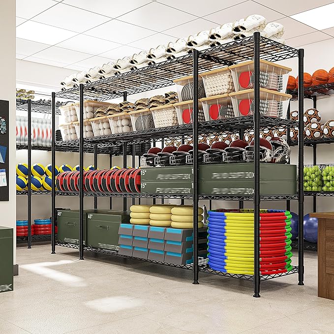 REIBII 78.4''W Wire Shelving Garage Shelving Unit Load 1500LBS,4 Tier Metal Shelving with Adjustable Metal Shelf Storage Shelves for Pantry Shelves Commercial Shelf Kitchen Garage 11.8''Dx59''H
