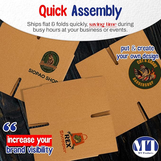 MT Products Custom Printed Kraft Cardboard Shipping Boxes 5" x 5" x 5" - Personalized Mailing Boxes and for Gifting