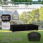 Heavy Duty Patio Furniture Covers Waterproof, 600D Outdoor Furniture Cover Waterproof for Sectional Sofa Couch, Outdoor Dining Table and Chair Set Covers 128''L x 84''W x 28''H, Black