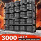 REIBII 78" H Garage Shelving, 5 Tier Storage Shelves Heavy Duty, 3000LBS Industrial Shelf, Adjustable Metal Shelving for Garage, Warehouse, School, Commercial, Business, 55.2" W x 78" H x 26" D