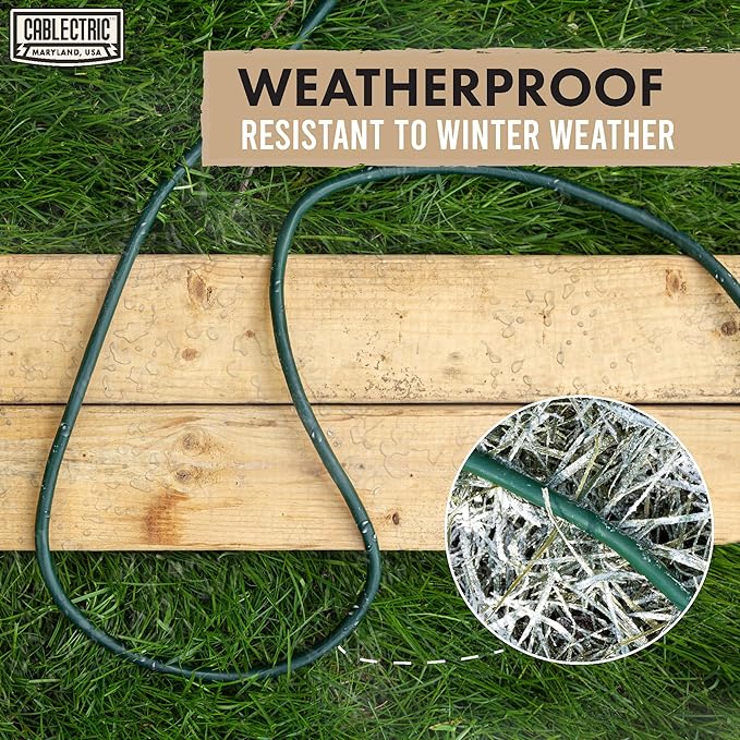 Outdoor Extension Cord 10 Ft with 3 Prong, 16/3 SJTW Weatherproof Green Extension Cord 10 Foot, 13 Amp Outside Power Cord for Christmas Outdoor Decorations & Yard