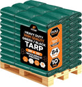 Heavy Duty Poly Tarp 20' x 35' - Bulk Full Pallet (84 Pack) Thick Waterproof, UV Blocking Protective Cover - Reversible Green & Black - 10 Mil Thick Polyethylene - by Xpose Safety
