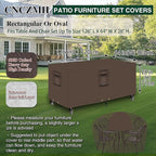 Heavy Duty Patio Furniture Covers Waterproof, 600D Outdoor Furniture Cover Waterproof for Sectional Sofa Couch, Outdoor Dining Table and Chair Set Covers 126''L x 64''W x 28''H, Brown