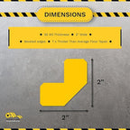 Mighty Line 2" Half Angle Marker Floor Marking Tape for Safety, Caution, Warning, Heavy-Duty, Peel and Stick, Adhesive, Industrial Quality, Yellow, Pack of 100