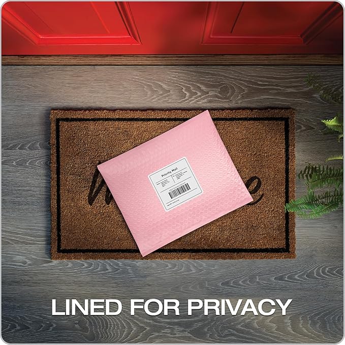Quality Park Bubble Mailers, 8.25 x 11, Light Pink Poly Mailers, Padded Envelopes, Shipping Bags, Water Resistant, Self Seal, 25 Per Box (QUA85908)