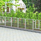 ZXMOTO White Outdoor Garden Fence 5 Panels with 1 Gate,32in (H) x 14ft (L) for Dogs Outside,Metal Wire Fencing Border Animal Barrier,Flower Edging for Yard Landscape Patio Decor, Square
