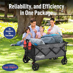 Lapp Wagons 39" Extra-Long Collapsible Folding Wagon Cart, Heavy-Duty 360 lb Utility Wagon with Wheels, Foldable Beach Wagon for Camping, Garden, Grocery, Sports, Outdoor Gear – Grey