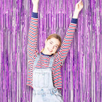 3 Pack 3.3 x 8.2 ft Laser Purple Foil Fringe Backdrop Curtains, Tinsel Streamers Birthday Party Decorations, Fringe Backdrop for Graduation, Baby Shower, Gender Reveal, Disco Party