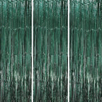 3 Pack 3.3 x 8.2 ft Retro Green Foil Fringe Backdrop Curtains, Tinsel Streamers Party Decorations, Fringe Backdrop, Door Shimmer for Christmas