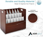 AdirOffice Adir Blue Print Storage Organizer - Mobile Roll File Cart, Construction Plan Holders, Blueprint Cabinet with Wheels, Roll Files Storage for Office and Home (21 Slots, Mahogany)