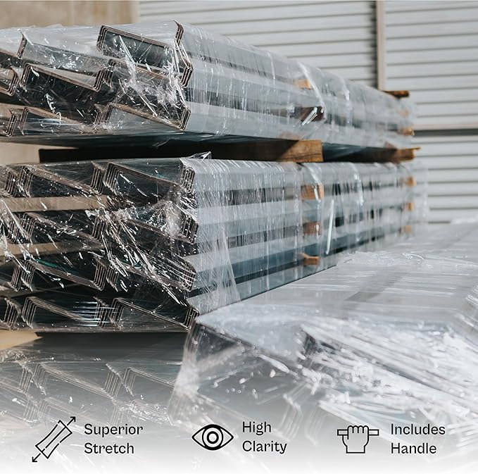 PSBM 648 Rolls 3 Inch x 1000 Feet 80 Gauge Mini Stretch Film/Wrap with Plastic Handle, Industrial Strength Clear Shrink Plastic Wrap for Moving, Packing, Shipping, Bundling & Storage