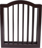 INTERNET'S BEST Arched Top Dog Gate | 3 Panel, 24" H Wooden Pet Barrier for Dogs or Cats | Freestanding Folding Room Divider for Doorways, Hallways, Stairs, and Porch | Portable, Extra Wide | Espresso