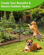 5 Panels Black Metal No Dig Garden Fence, 33in H x 24ft L Temporary Animal Barrier for Dogs & Rabbits, Reusable Outdoor Yard Fencing Without Lock