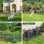 Decorative Garden Fence, 10 Panels No Dig Fence, 32 in(H) x 24.16 ft(L) Animal Barrier for Dogs Rabbits, Rustproof Metal Arched Decorative Garden Fences for Flower Bed, Outdoor, Yard, Patio