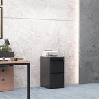 2 Drawer File Cabinet with Lock, Steel Vertical Filing Storage Cabinet for Home Office, Heavy-Duty File Cabinets for Letters/Legal/A4 (Require Assembly, Black)