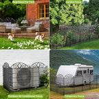 5 Panels No Dig Decorative Garden Fence with Gate – 28" H X 9.8' L Rustproof Metal Dog Fence Outdoor for Yard, Animal Barrier Fence for Pet, Garden Border, Patio, Flower | Temporary Fencing