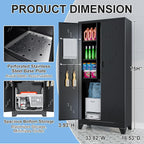 75" Heavy-Duty Metal Storage Cabinet with Lock - Wide & Deep Steel Tool Locker for Garage, Basement, Home Office - Outdoor/Indoor Pantry Organizer Cabinet
