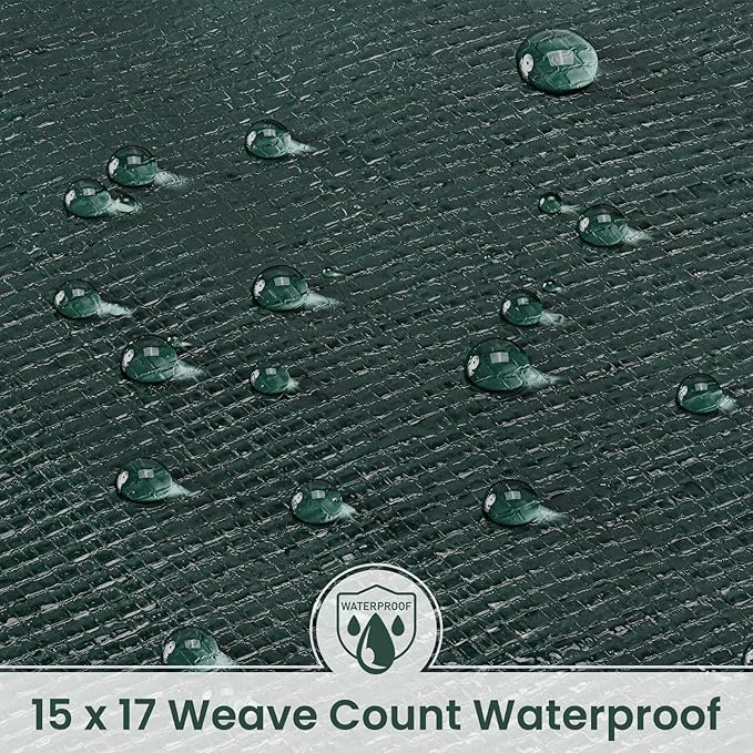 Tarp 12x16 Feet 16 Mil Heavy Duty Waterproof Tarp, Large Multipurpose Cover with Brass Grommets and Reinforced Edges, UV Resistant Thick Poly Tarps for Outdoor Camping Tent Pool Car, Green