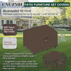 Heavy Duty Patio Furniture Covers Waterproof, 600D Outdoor Furniture Cover Waterproof for Sectional Sofa Couch, Outdoor Dining Table and Chair Set Covers 84''L x 44''W x 28''H, Brown