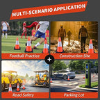 18" Traffic Safety Cones Orange Road Cones, Construction Cone with Rubber Base & Reflective Collars, Restorable Parking Cones, Heavy Duty Road Cones for Traffic Control & Road Safty(8 Pack）