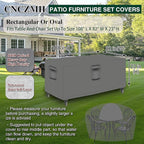 Heavy Duty Patio Furniture Covers Waterproof, 600D Outdoor Furniture Cover Waterproof for Sectional Sofa Couch, Outdoor Dining Table and Chair Set Covers 108''L x 82''W x 23''H, Grey