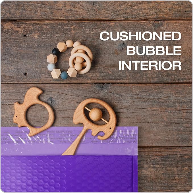 Quality Park Bubble Mailers, 8.25" x 11", Purple Poly Mailers, Padded Envelopes, Shipping Bags, Water Resistant, Self Seal, 25 Per Box (QUA85905)