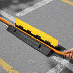 VEVOR Cable Protector Ramp, 1 Channel Heavy Duty 39.37'' Rubber Cord Hose Wire Cover, 2.76''W x 1.97''H Channel Size, Traffic Speed Bump with Flip-Open Top Cover, for Indoor Outdoor Use