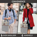 Opux 3-Bottle Wine Carrier Tote, Insulated Leakproof Cooler Bag, Portable Wine Bottle Tote for Picnic, BYOB, Beach - Stripe