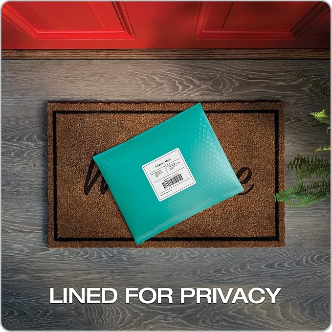 Quality Park Bubble Mailers, 8.25 x 11 Shipping Envelopes, Water Resistant Teal Poly Padded Envelopes, Redi-Strip Peel Off Closure, 25 Per Box (QUA85860)