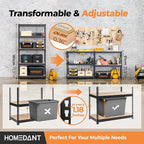 HOMEDANT 5 Tier Storage Shelves Adjustable Laminated Boltless Garage Metal Shelving Unit Heavy Duty Utility Rack Shelf Warehouse Pantry Closet Kitchen (2, (M) 35.9" W, Black)