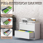 2 Drawer Lateral File Cabinet with Lock, File Cabinet, Metal Lateral Filing Cabinets for Home Office, File Storage Cabinet for Legal/Letter/A4 Documents, Assembly Required (White, 35'W)